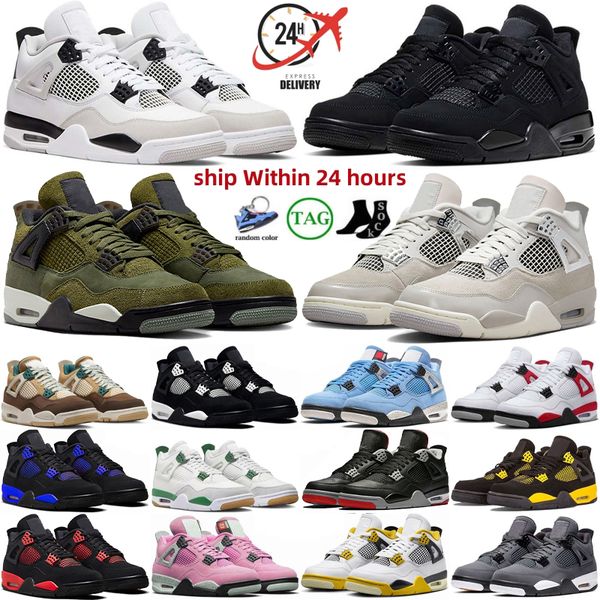 Basketball Shoes Black Cat Metallic Gold 4S 4 Militares J4 Produto Sapatos de Basquete Reimaginados Vela Cimento Vermelho Mulheres Mulheres