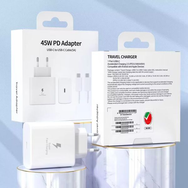 PD 45W USB-C Charger USB Type C Fast Charging PD3.0 5A Cable Power Adapter Wall Chargers US EU UK Plug For Iphone 15 Plus 14 13 11 Samsung U