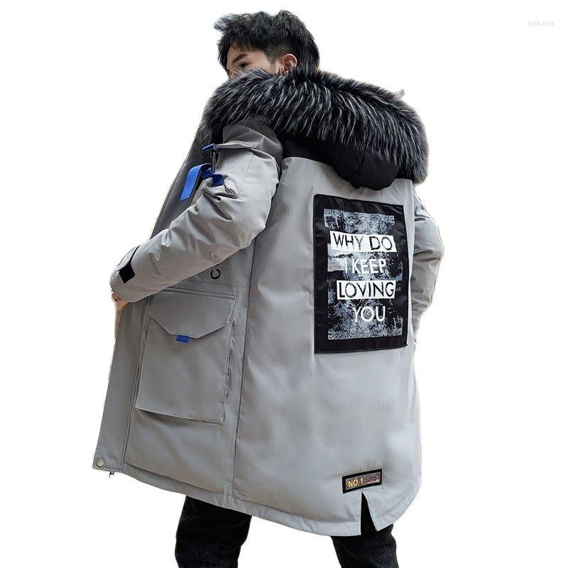 Men&#039;s Down 2022Men Winter Jacket Casual Fur Collar With Hood Parka Warm Jackets Thermal Thick In The Open Air