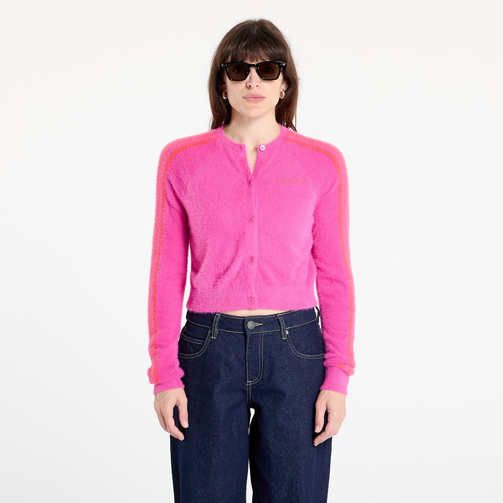 Sweter adidas Fluffy Knitted Cardigan Semi Lucid Fuchsia S