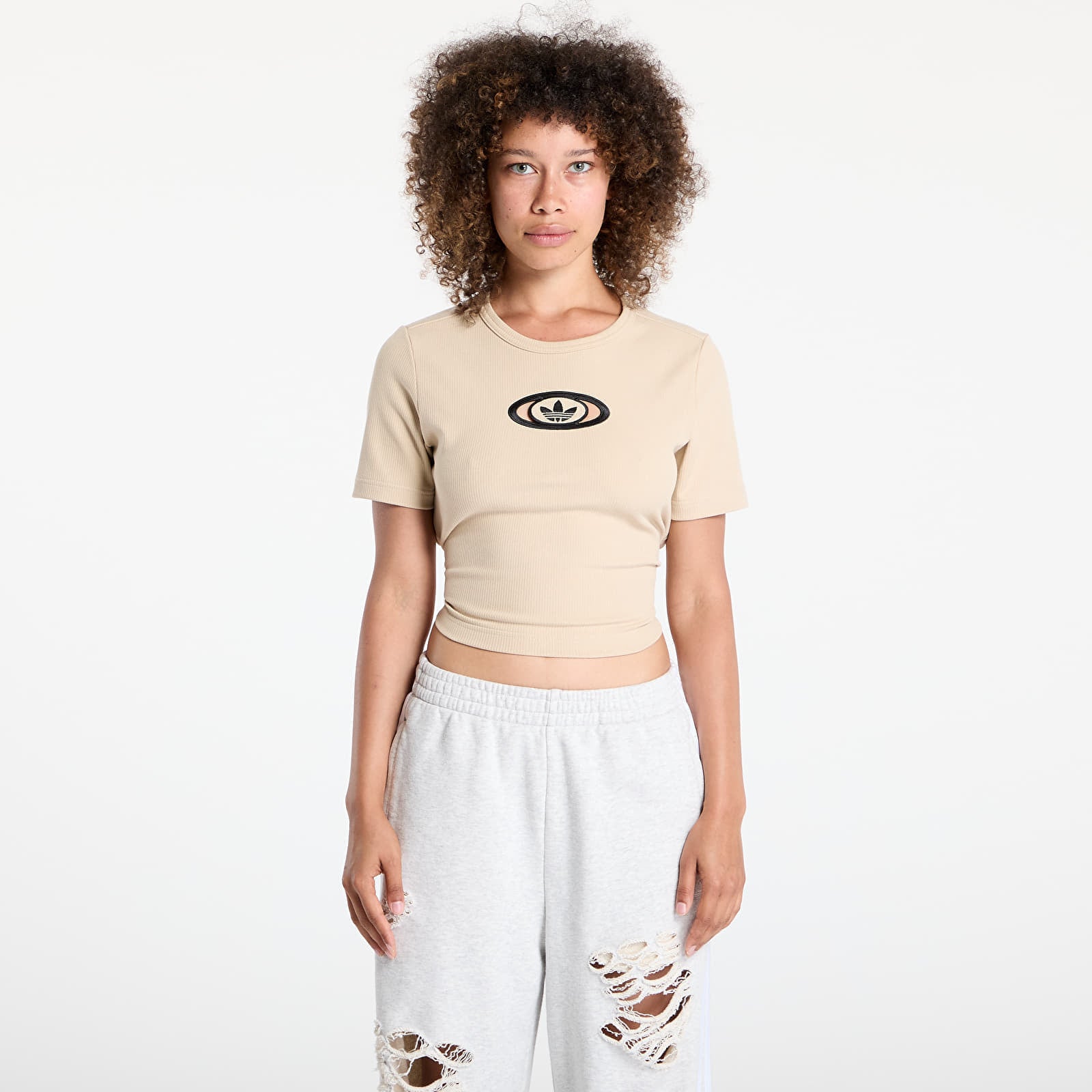 Koszulka adidas Originals Campus 2000 Back Cut Out Rib T-Shirt Stone Khaki XS