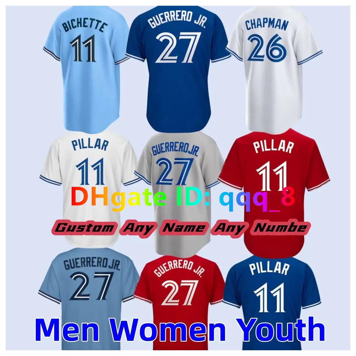 Vladimir Guerrero Jr. Bo Bichette Jay Baseball Jersey World Series Kevin Kiermaier Matt Chapman George Springer Biggio Alek Manoah Roberto Alomar Bl