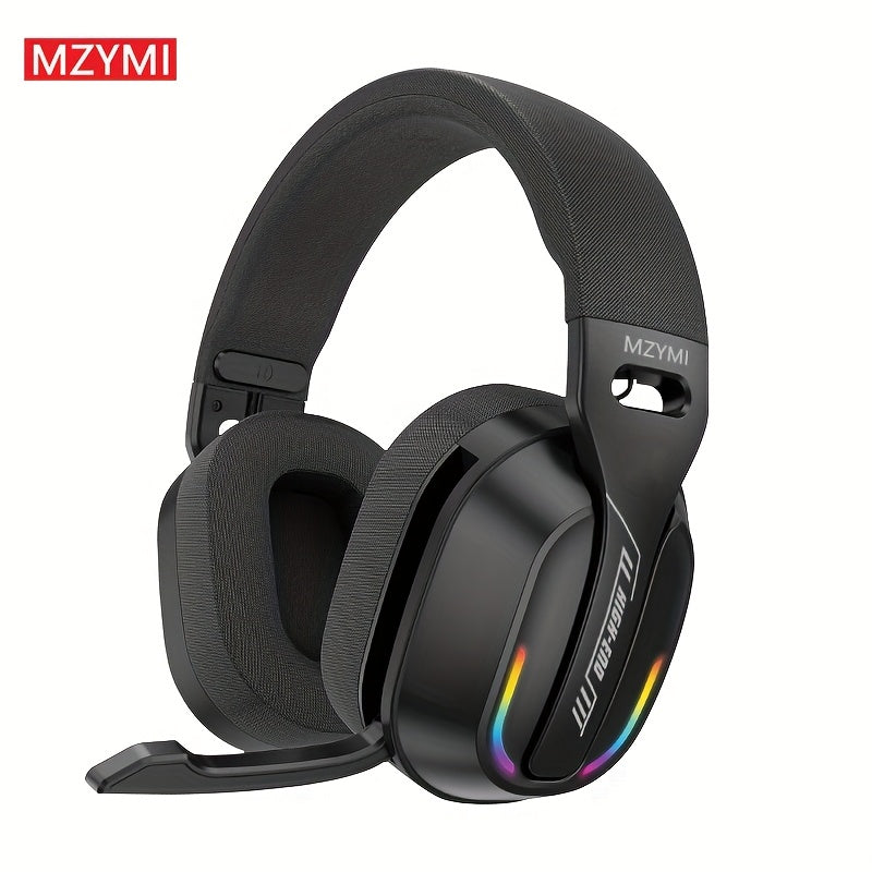 TEMU Mzymi B500 Over Ear Headset Wireless 5.4 Wireless Stereo Gaming Earphone Built-in Mic Rgb Light Low Latency Headphone For Pc