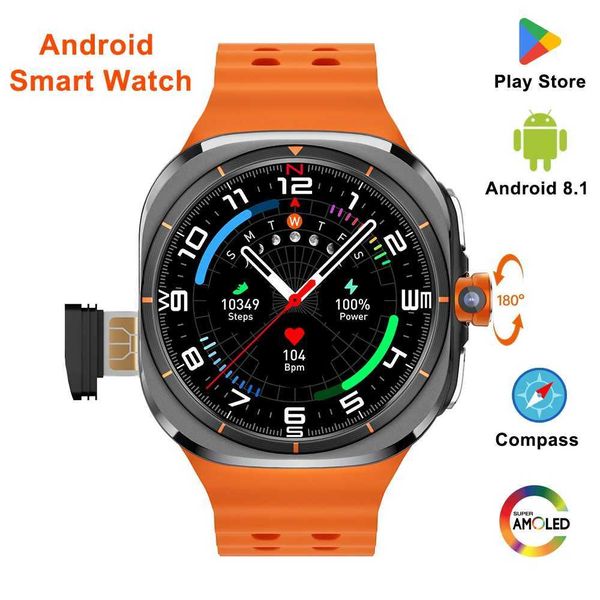 Smart Watches BW Watch 7 Ultra Android Smart Watch 4G SIM Card 1.508 inch AMOLED Rotating Camera G WIFI Google Play Global Call Large Memory