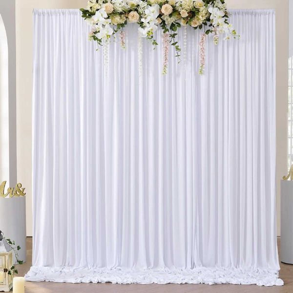 Wrinkle White Backdrop Curtains for Wedding Parties Polter Photography Backdrop Drapes for Birthday Parties Stage Y250120
