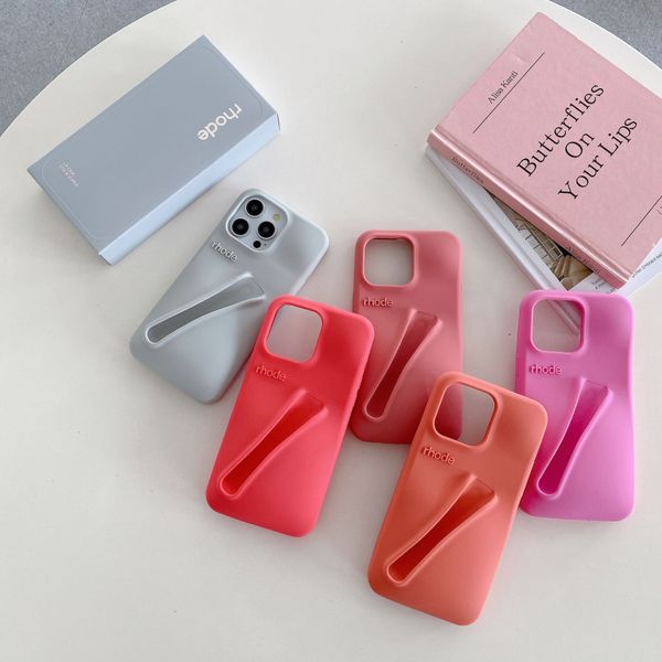 rhode phone case Portable Design Gloss Lipstick Lip Balm 3D Make-Up Phone Case for iPhone 16 15 14 13 Pro Max Silicone Soft With box