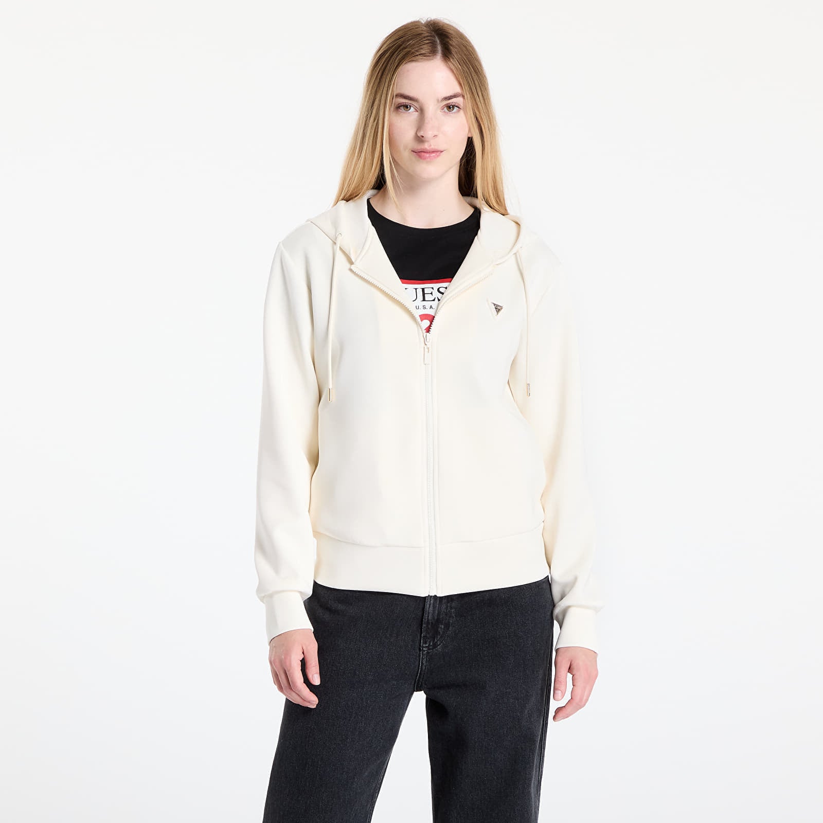 Bluza GUESS Olympe Full Zip Hoodie Sweatshirt Cream M