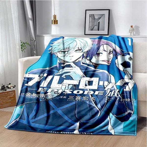 Japanese Cartoon Anime Blue Lock Flannel Throw Blanket Adult Kid Winter Warm Blanket for Bedroom Living Room Sofa Travel Picnic Y240730