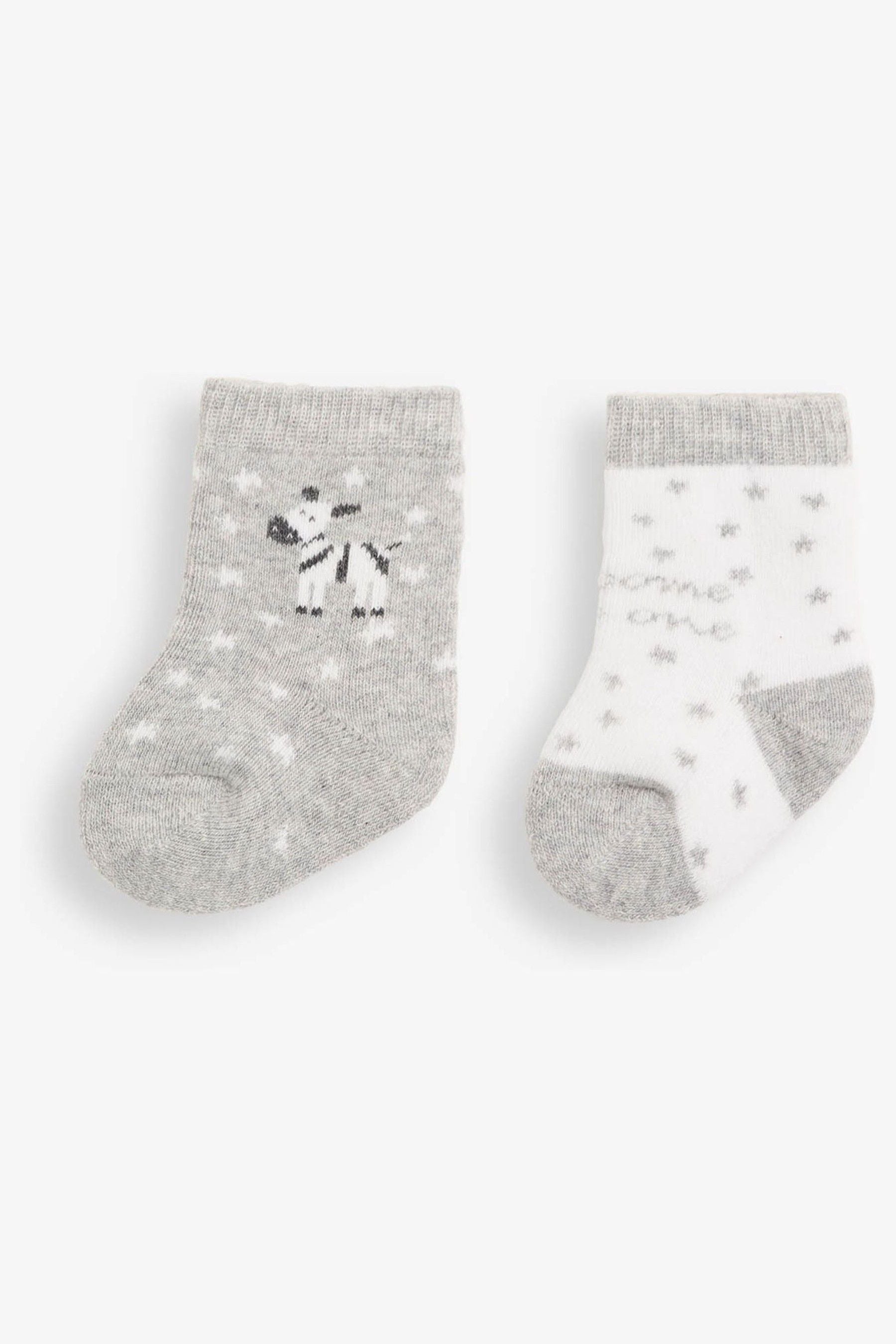 Marl Grey Welcome Little One 2-Pack Baby Socks NEWBORN