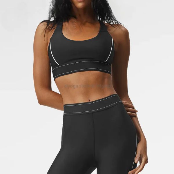A346 Yoga Set Sports Bras Top+Pants Suit Up Bra Adjustable Straps Medium Support Jogger High-rise boxer-style Leggings Sweatpants Dance Pila