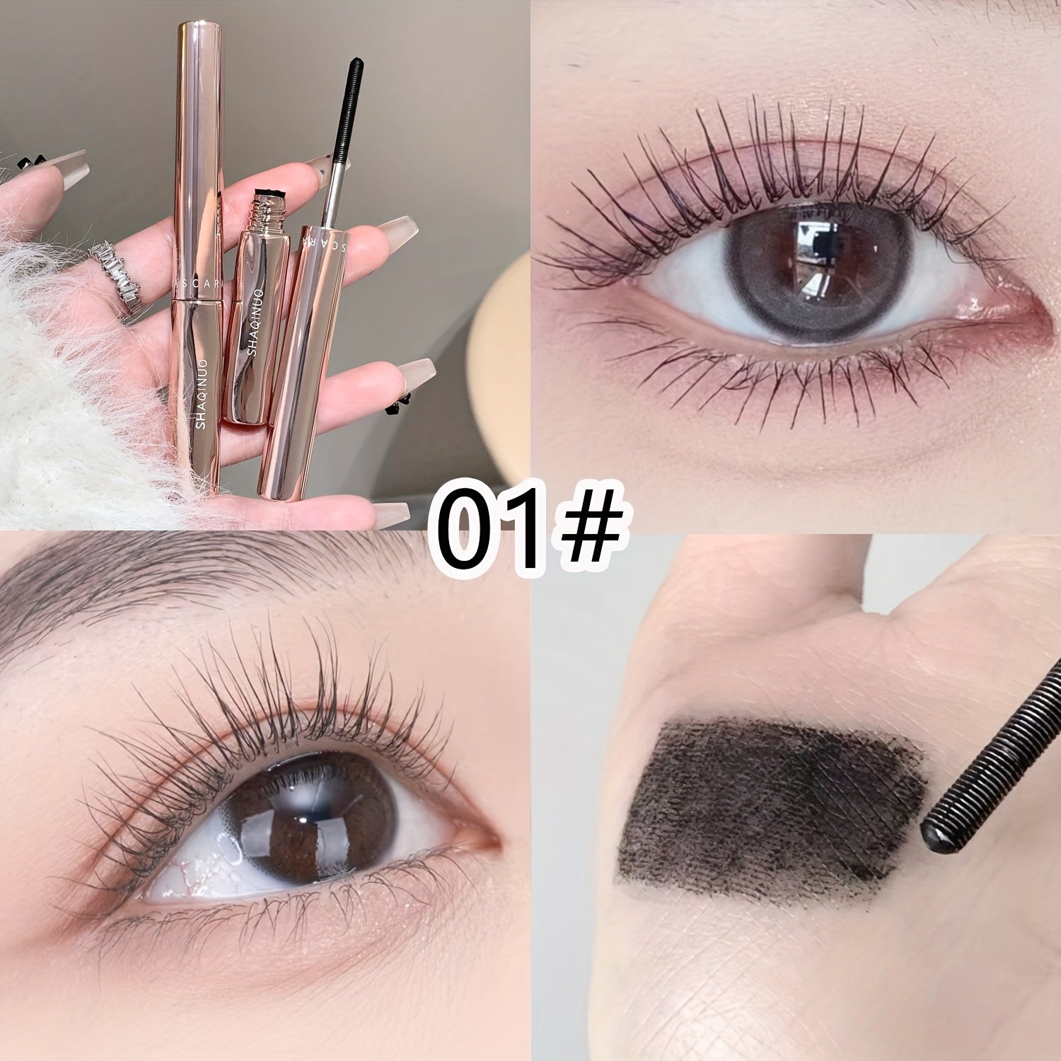 TEMU Waterproof & Sweat-resistant Mascara - Long-lasting Fiber-enriched Formula For Lashes, Thickened & Lengthened Strands, Sunflower Eye Makeup -