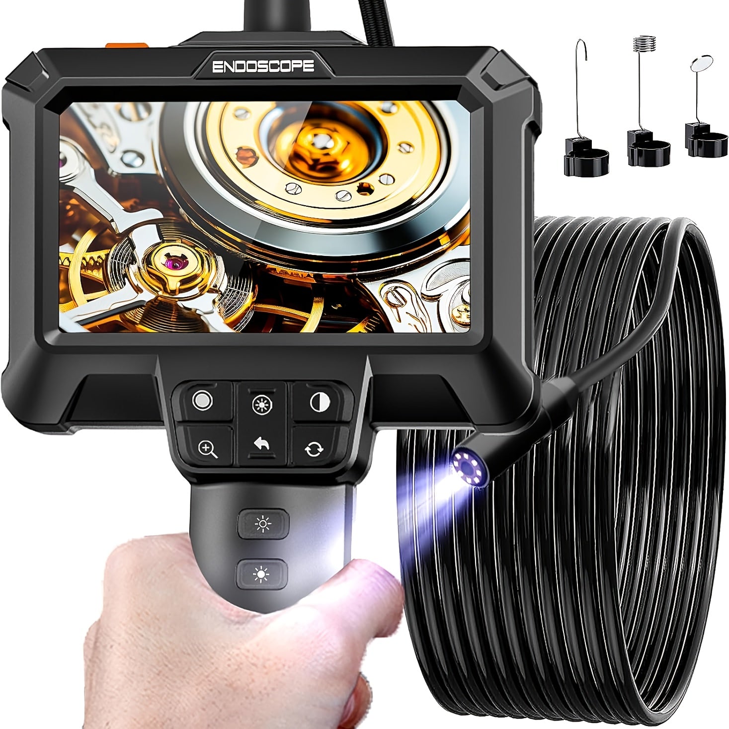 TEMU Industrial Endoscope Hd Camera Auto Repair Engine Carbon Deposition Sewer Dredging Air Conditioner Detection Probe, Endoscope Camera With 8pcs