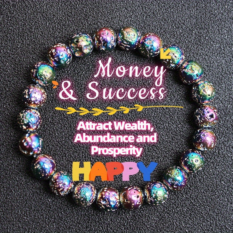 TEMU Handmade Natural Stone Wealth Bracelet, Boho Style, Daily & Party Wear, No Power Needed, Ideal For Christmas, Teacher's Day, , Father's Day