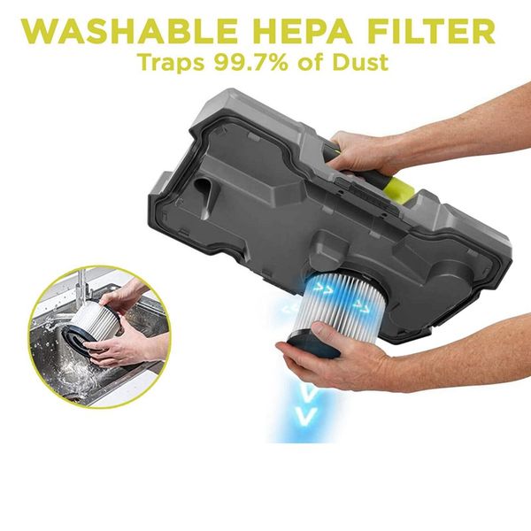 2 Pack Washable HEPA Filter Ryobi Vacuum Filter Replacement For Ryobi 18V ONE+ Wet-Dry Vacuum Cleaners PCL733, PCL734, P3240