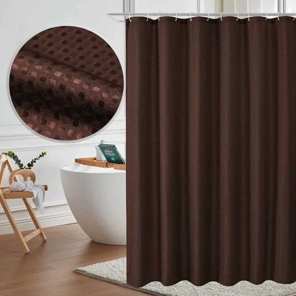 Curtain Bathroom Punch-free Shower Curtain Fabric Plain Waterproof and Mildew-proof Polyester Shower M240824