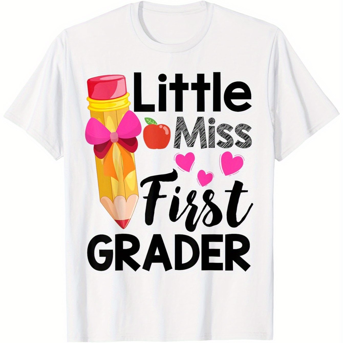 TEMU 1st Grader First Day Of School Hello T-shirt, Casual Comfortable Top Streetwear Fashion Casual Summer Tee, Short Sleeve T-shirt, For Boy Girl