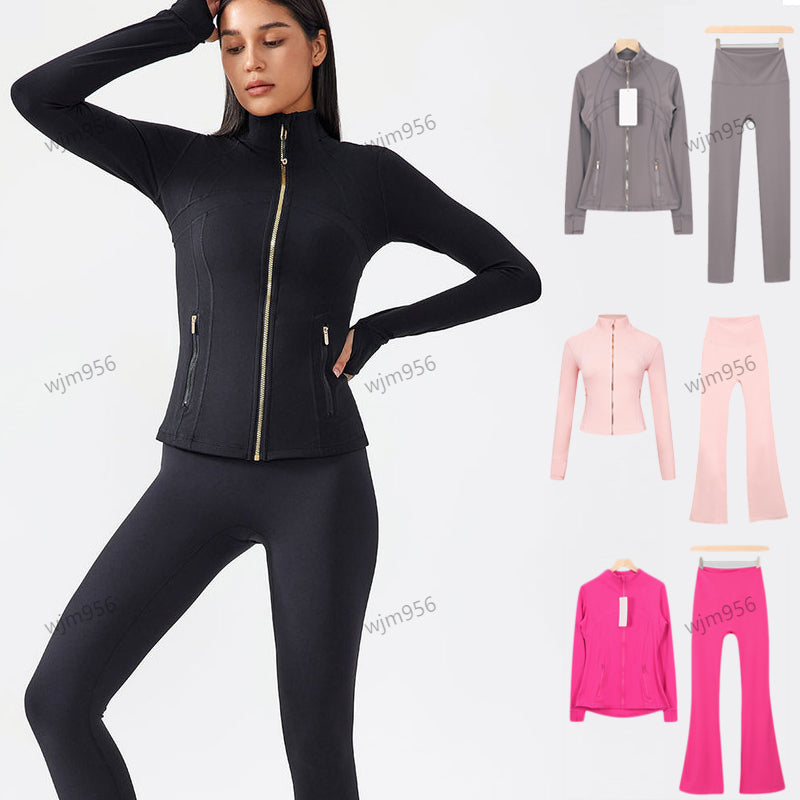 Yoga Jacket set Women Define Workout Sport jakets Coat Fitness Sports Quick Dry Activewear Top leggings Gold Zip Sweatshirt Sportwear take overcoat