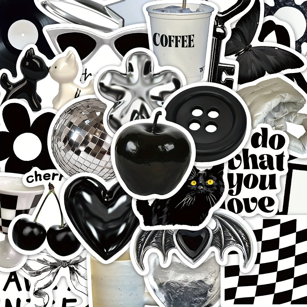 TEMU 30pcs Ywwbld Black & Stickers - Pvc Decals With Inspirational Quotes, Laptop, Phone Case, Luggage, Skateboard & Helmet Decor - Journals, Diaries