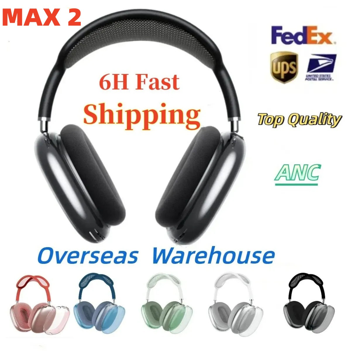 For New Pods Pro Airpod Max 2 Gen Metal Wireless Headphone Accessories Transparent TPU Solid Silicone Waterproof Protective case AirPod Pro Maxs Hea