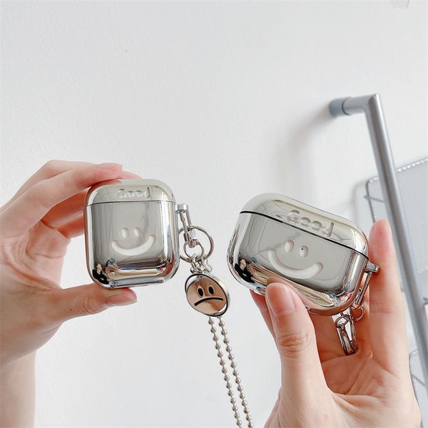 ddmygifts Plated smiley face suitable for Pro 1-2-3 generation Bluetooth wireless headphone cover silicone soft shell chain A