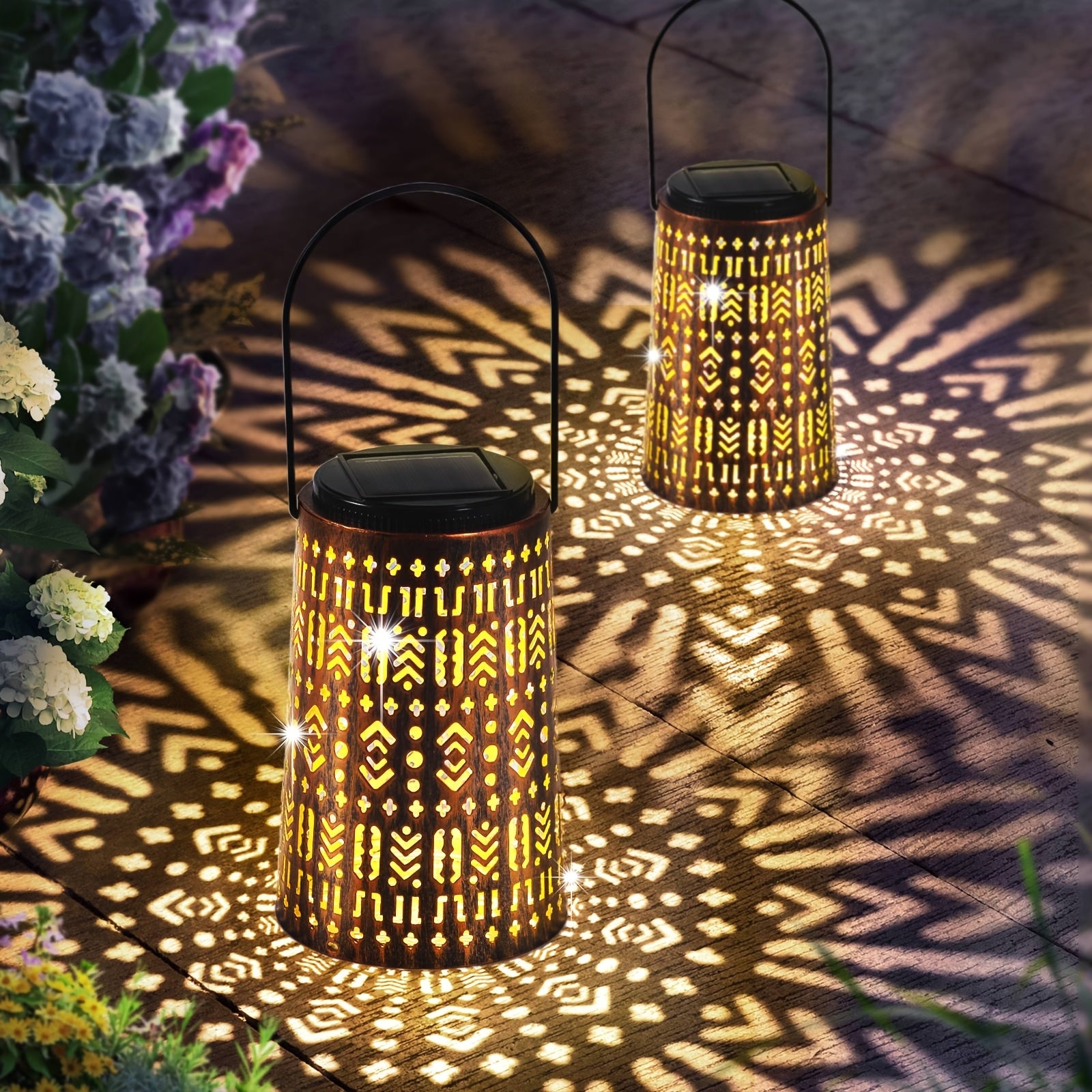 TEMU Solar Outdoor Pendant Lights, Suspended Bohemian Solar Lights, Metal Led Decorative Solar Lights, Garden, Courtyard, Lawn, Desktop, Porch