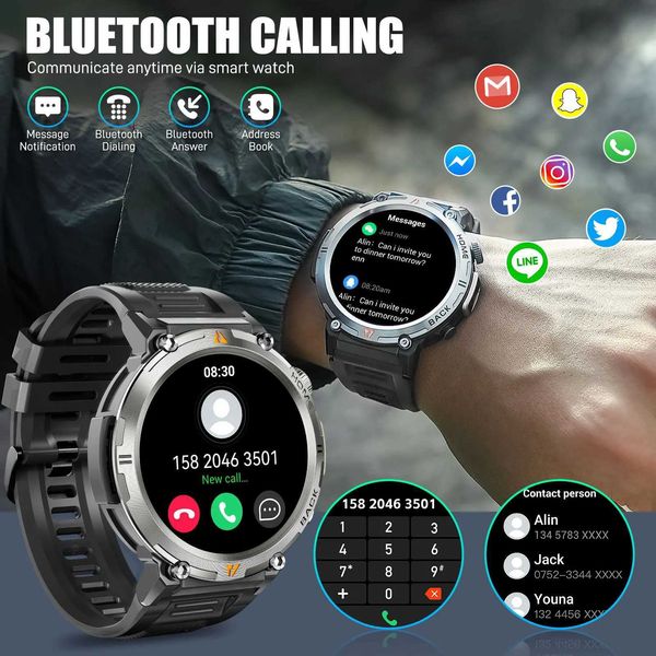Smart Watches EIGIS smartwatch KE3 3ATM waterproof sports genuine design mens Bluetooth call health monitor with flash J2409137N96