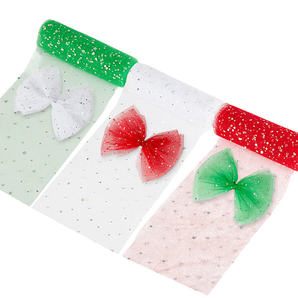 3 colore nastri in rete decorativa con paillettes glitterate
