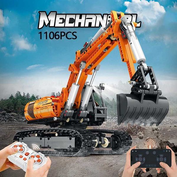 Blocks 1106PCS Remote Control Excavator Model Building Blocks Crawler Engineering Vehicle RC Car Assemble Bricks Toys Children GiftY24111251