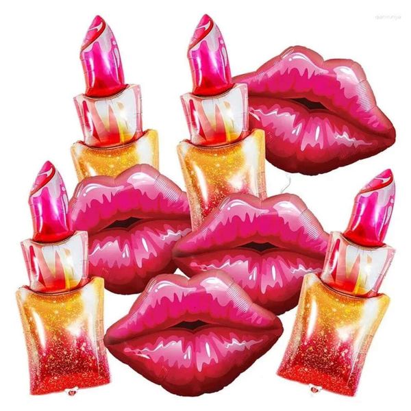 Red 8Pcs Giant Lipstick Decoration Party Balloon Lips Balls Wedding Makeup Theme Girls Valentine&#039;s Day Birthday Bridal Decor