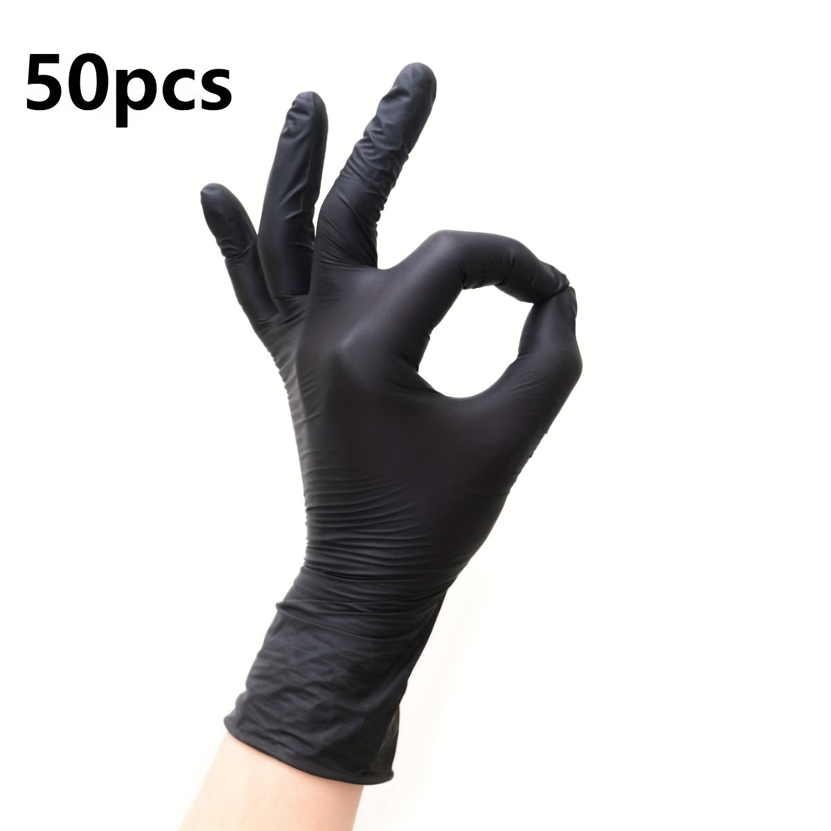 TEMU Local Warehouse, 50pcs, Black Pure Nitrile Disposable Gloves, Durable Household Cleaning Gloves, Apply To Kitchens Cleaning, Tattoo, Beauty
