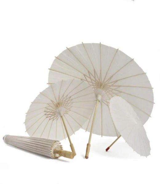 60pcs Bridal Wedding Parasols White Paper Umbrellas Beauty Items Chinese Mini Craft Umbrella Diameter 60cm SN1775923584
