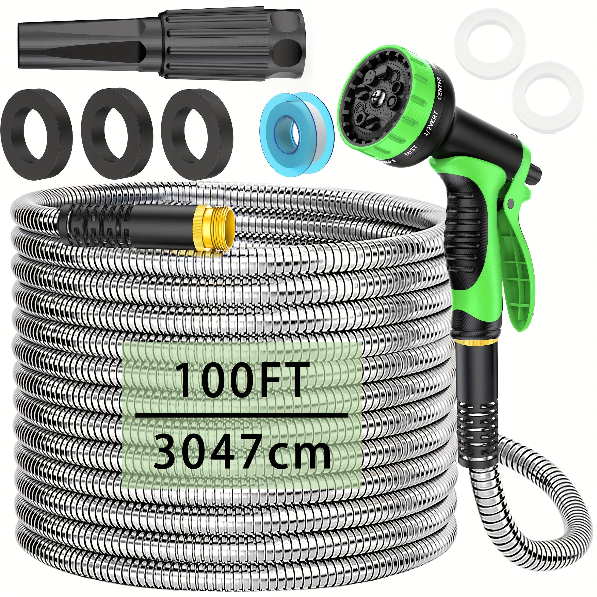 TEMU 100ft-50ft-25ftretractable And Flexible With Nozzle, Suitable For Car Washing, Watering Plants And Lawn Care, Crush-proof, Puncture-proof And