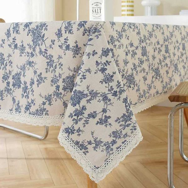 Custizable Floral Tablecloth with Lace TrimRectangar Dinner Table Coverfor Kitchen Dinning TabletopHe Parties Decor Z250117