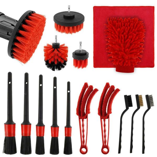 16Pc Car Detailing Brush Set Car Wash Cleaning Brushes Auto Detailing Brushes Set for Car Seat Cleaning Car Engine Detailing KitT250121