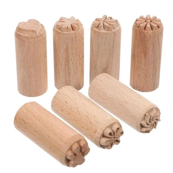 5pcs7pcs Hand Carved Wood Pottery Tools Stamps Natural For DIY Clay Printing Blocks Tool 250102