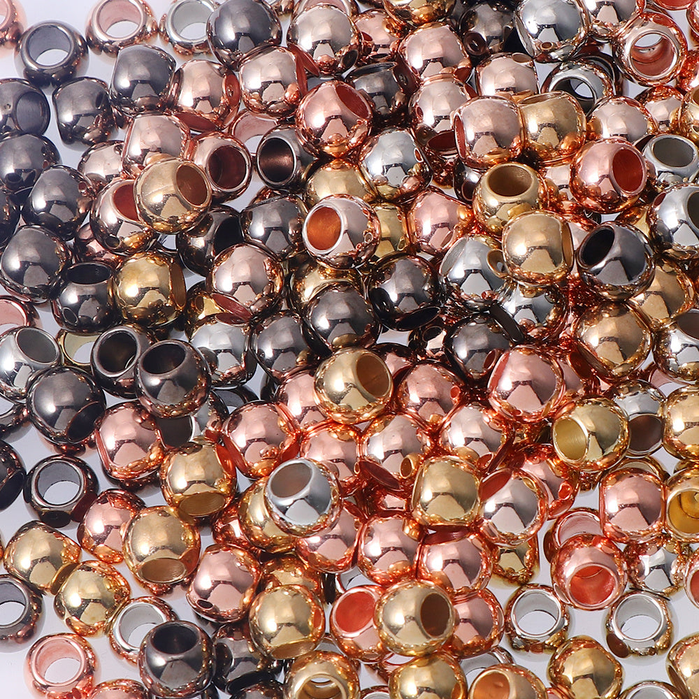 TEMU 100pcs Plastic Abs Electroplated Glossy Large Hole Round Beads Diy Bead Accessories Jewelry Making Supplies
