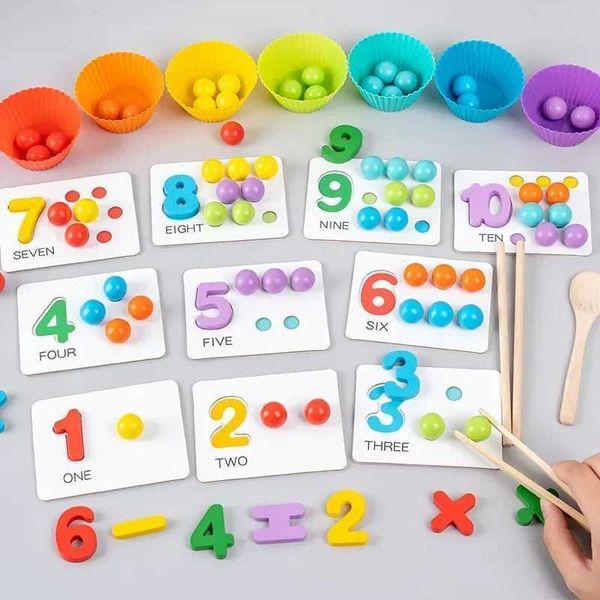 Math Counting Time Noisemaker Toys Montessori Mathematics Props Baby Digital Cognitive Matching Puzz Charming Pearl Childrens Fine Action To