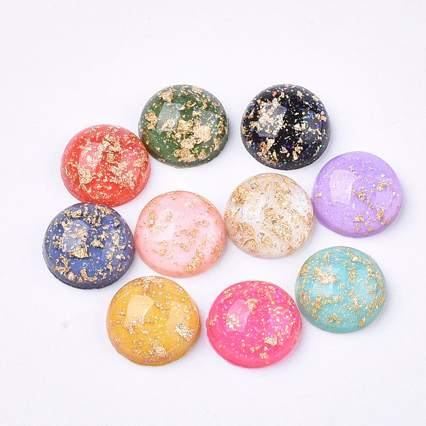 Cabochon in resina traslucida glitterata