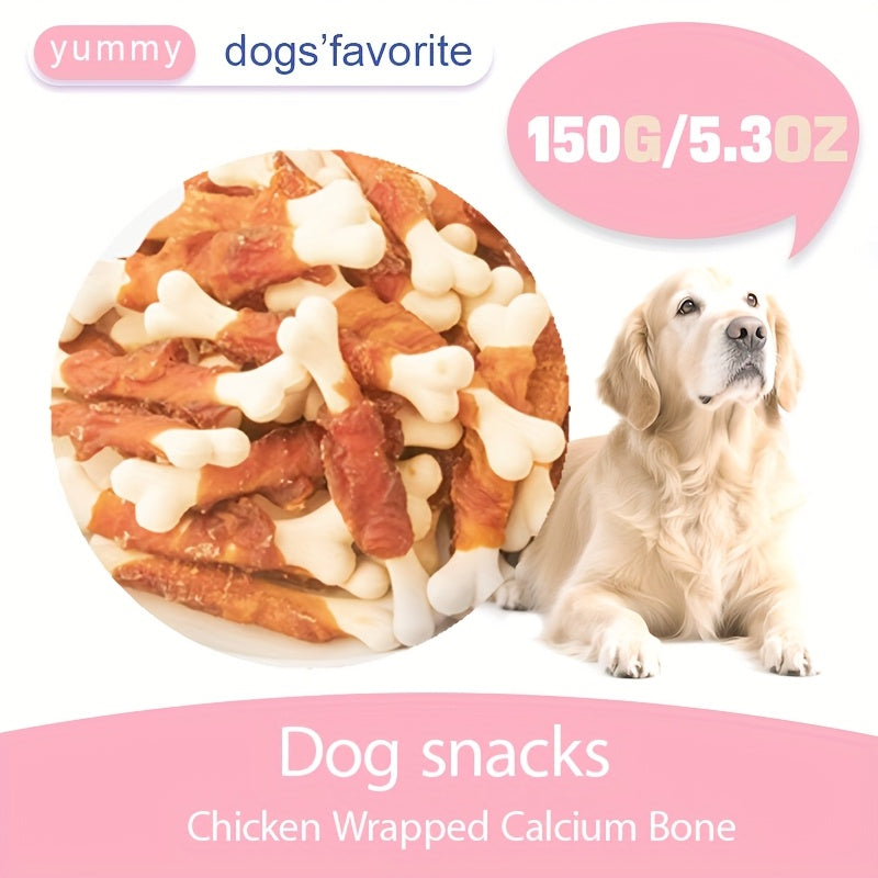 TEMU Dog Treats Dog Stuff | Dog Treats Clearance Deal |chicken & Duck Wrapped Bone Biscuits For Dogs | Coated, Crunchy & | Grain-free, Teeth Cleaning