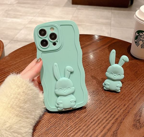 Mobile phone Case three-dimensional new year Rabbit pull rod bracket for iPhone 11 12 13 14 Pro Max X Xs Max Xr 7 8 14 Plus Luxury Glitter P