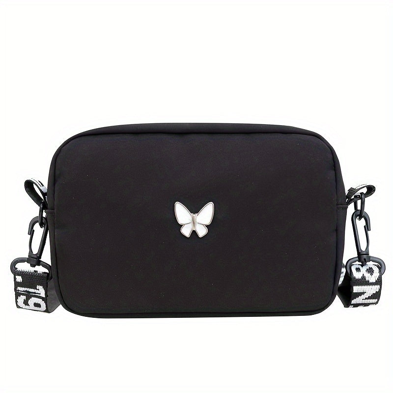 TEMU Bandolera Unisex Ajustable con Emblema de Mariposa y Texto " FASHION" - Bolso Casual para Uso Diario,