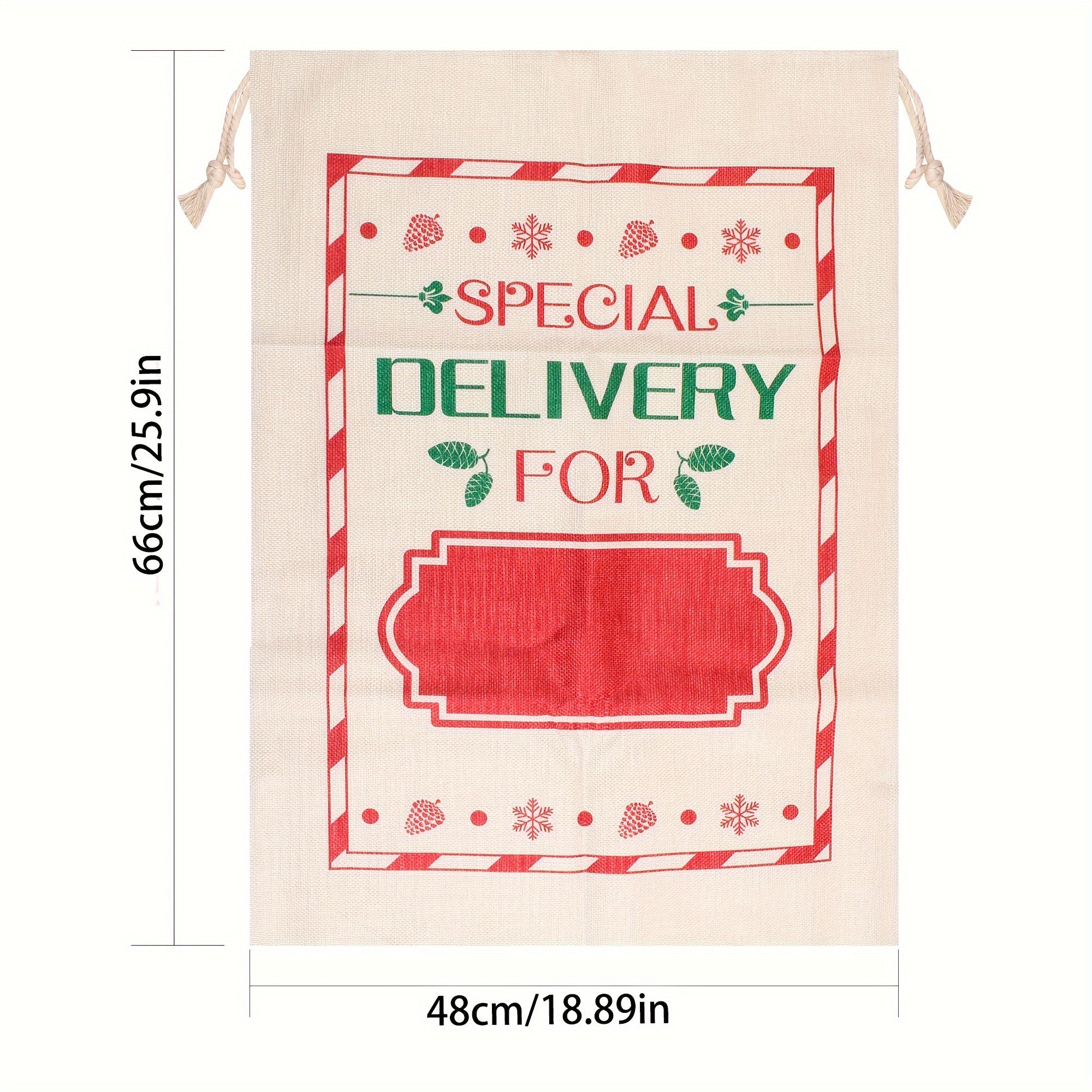 TEMU Christmas Burlap Drawstring Gift Bag - Large Festive Print Design With Twine Accessory For Holiday Party Decor, Candy And Present Packaging