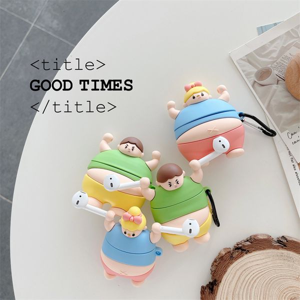 ddmygifts Weightlifting chubby Pro2-3 generation Bluetooth wireless headphone case cute silicone soft shell suitable A