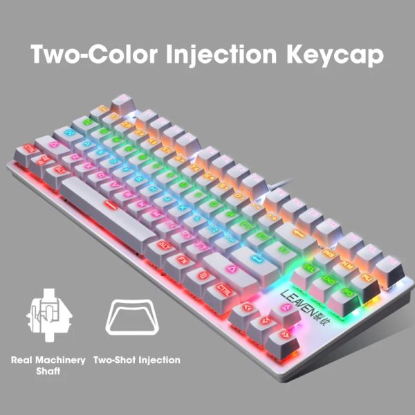 Blue Mechanical Keyboards Gamer 87Keys with LED RGB Backlight Blue Switch Wired Keyboard for PC Laptop Computer Gaming Teclado