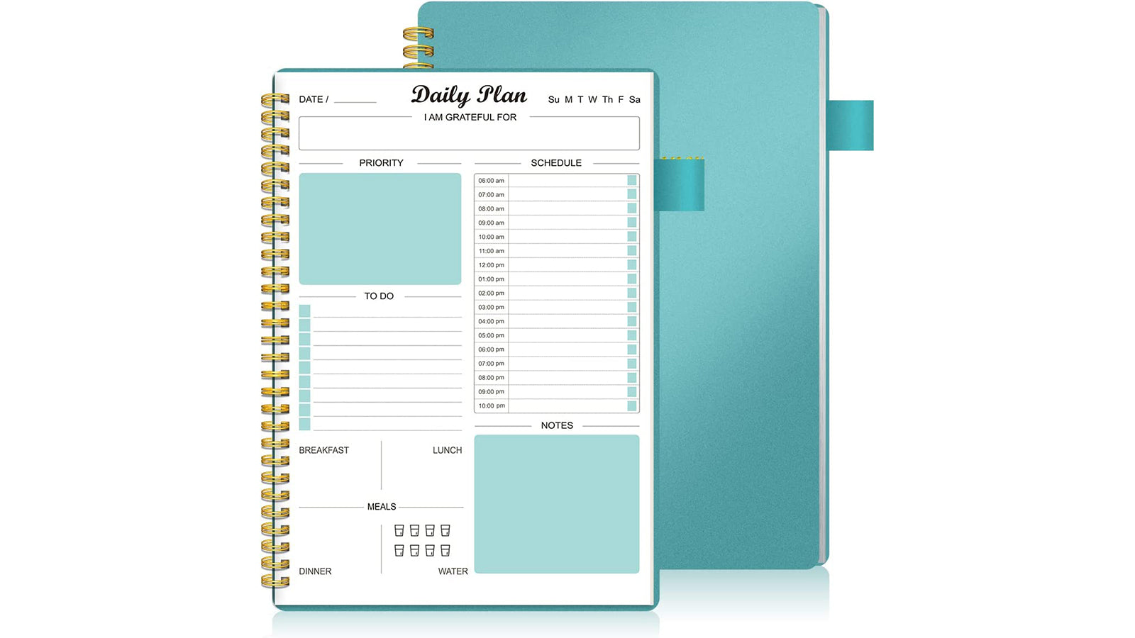 KERDOM Regolden-Book Daily Planner Undated: 160 Pages (7x10") Teal