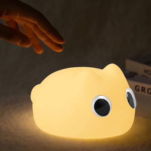 Night Lights for Kids, USB Rechargeable Lamps with Bright and Warm Light Alternatives, Big-Eye Cat Bedside Lamp for Breastfeeding,Baby Toddler Bedroom