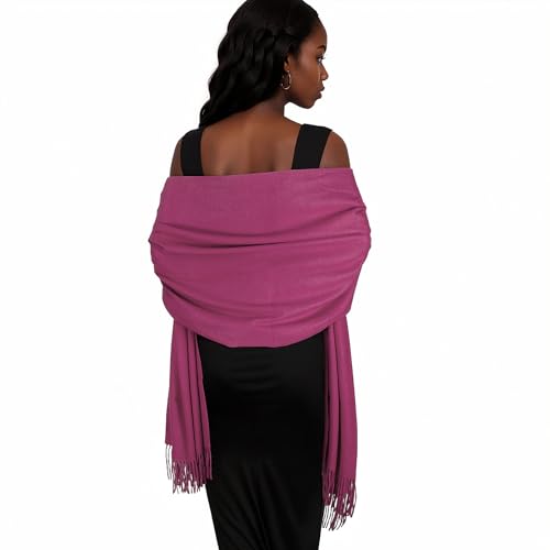 Womens Winter Scarf Pashmina Shawls and Wraps for Evening Dresses Warm Blanket Scarf for Wedding Rose Red