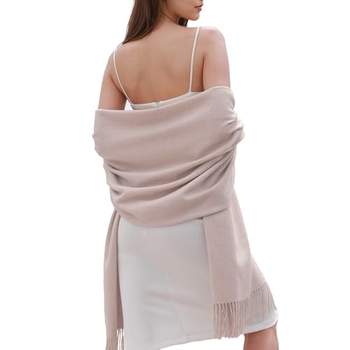 SWAT PANY Winter Scarfs for Women Pashmina Shawls and Wraps for Evening Dresses Warm Shawl Wraps for Women Weddings Beige