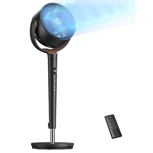 Dreo Fan for Bedroom, 120° Oscillating Standing Fan, Quiet Floor Fan with DC Motor, Pedestal Fan for Room, 9 Speeds, 4 modes, 20dB, 120° Manual Vert