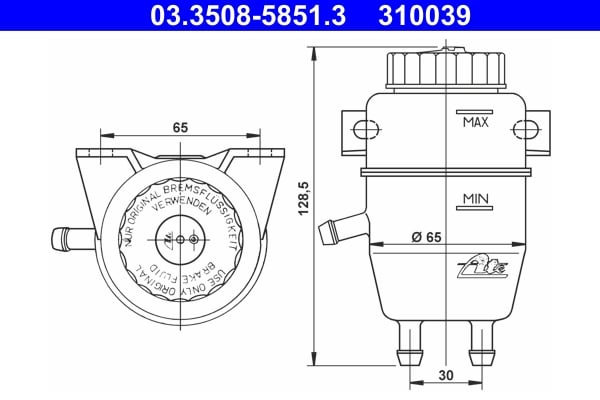 Expansion Tank, brake fluid ATE 03.3508-5851.3